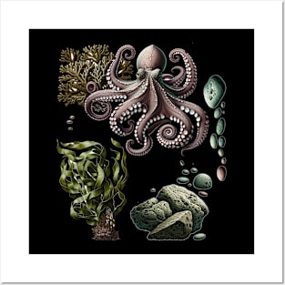 Octopus & Seaweed: Elegance of the Depths Posters and Art